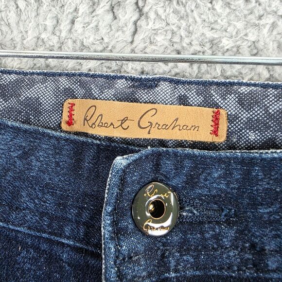 Robert Graham Men's Blue Denim Jeans Dark Indigo Stretch Geometric Size 42x36 - Picture 5 of 16